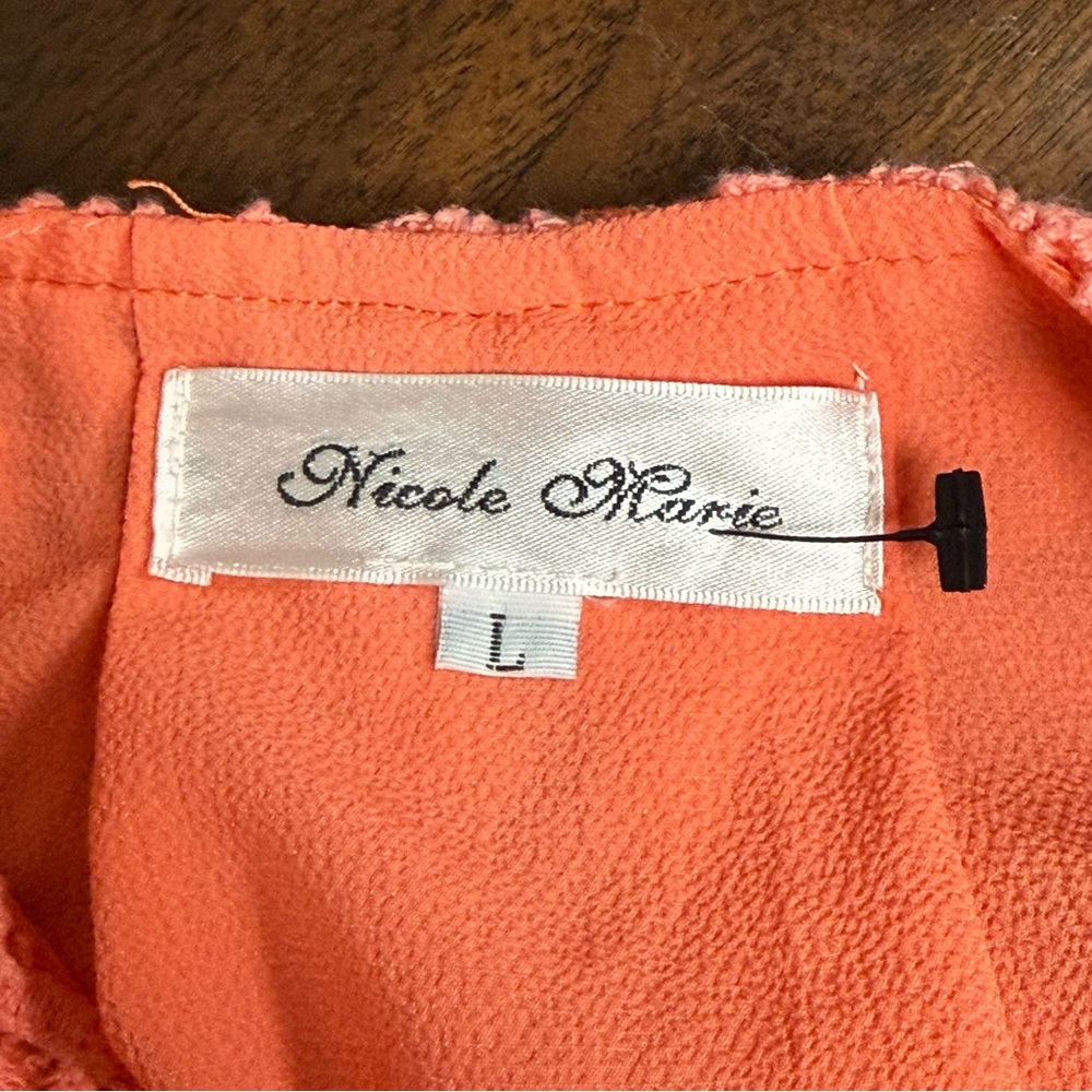 Nicole Marie Coral Lace Overlay Top Large Boho Tunic Blouse - Picture 7 of 9
